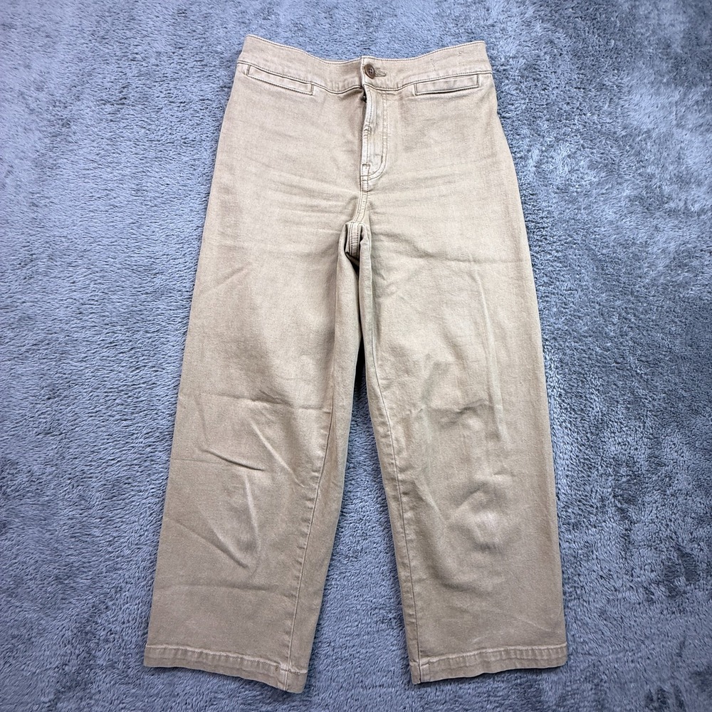 Madewell Canvas Pants Emmett Wide Leg Crop Beige Womens 26 Petite Stretch Cotton